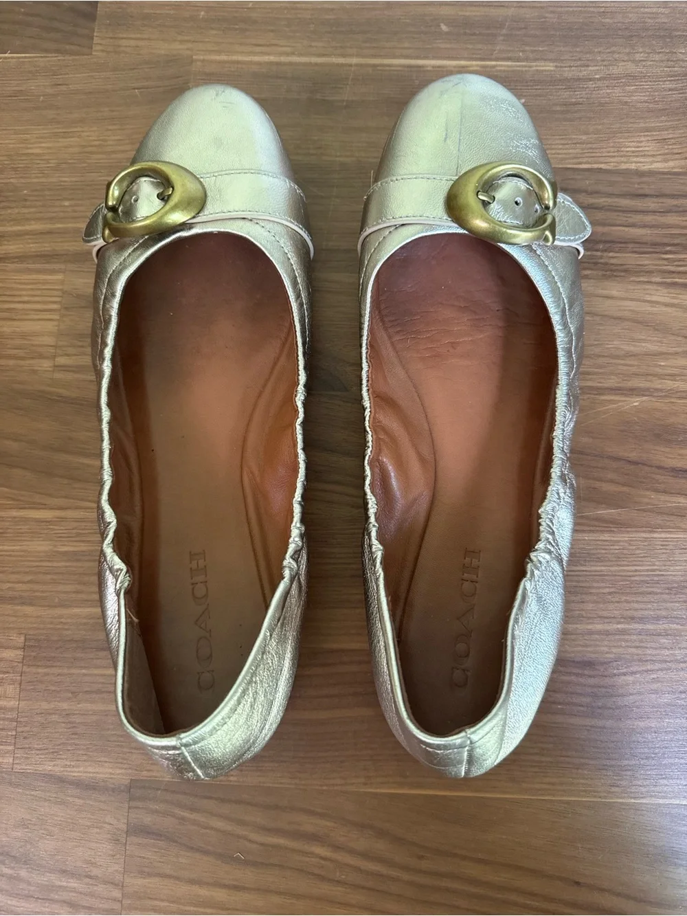 Coach Stanton Metallic Gold Ballet Flats, size 10